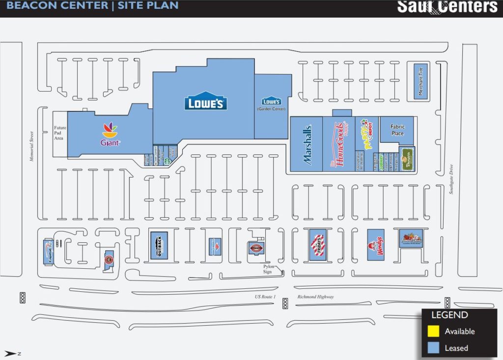 Map showing shops in the Beacon Center