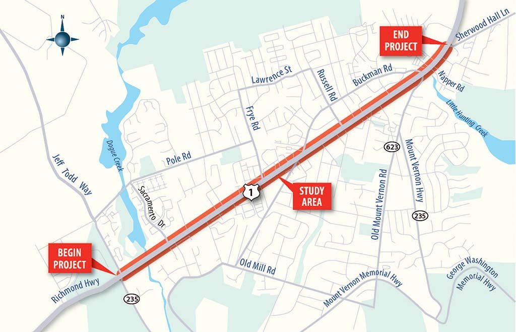 map of highway area affected