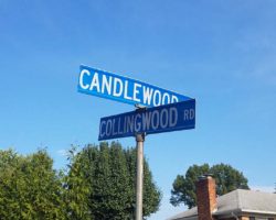 Street signs at intersection of Collingwood Road and Candlewood Drive