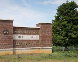 Brick marquee at Fort Belvoir for Lieber Gate. Photo taken in summer time.