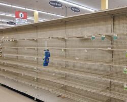 Empty bread shelves