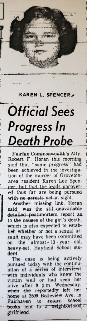 Newspaper clipping with headline "Official sees progress in Death Probe"