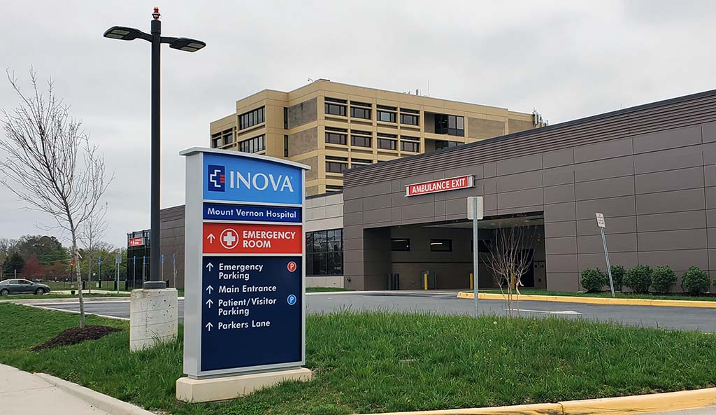 Inova sign in front of emergency room entrance