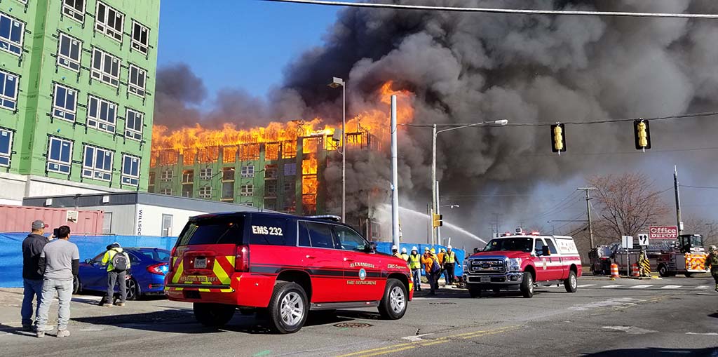 Building engulfed in flames