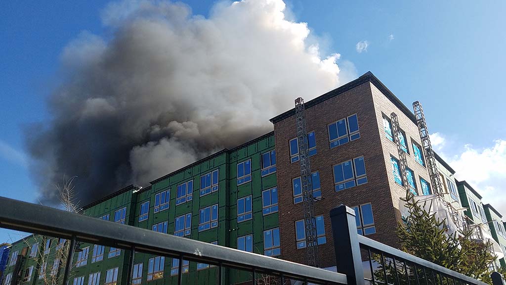 Smoke above the building