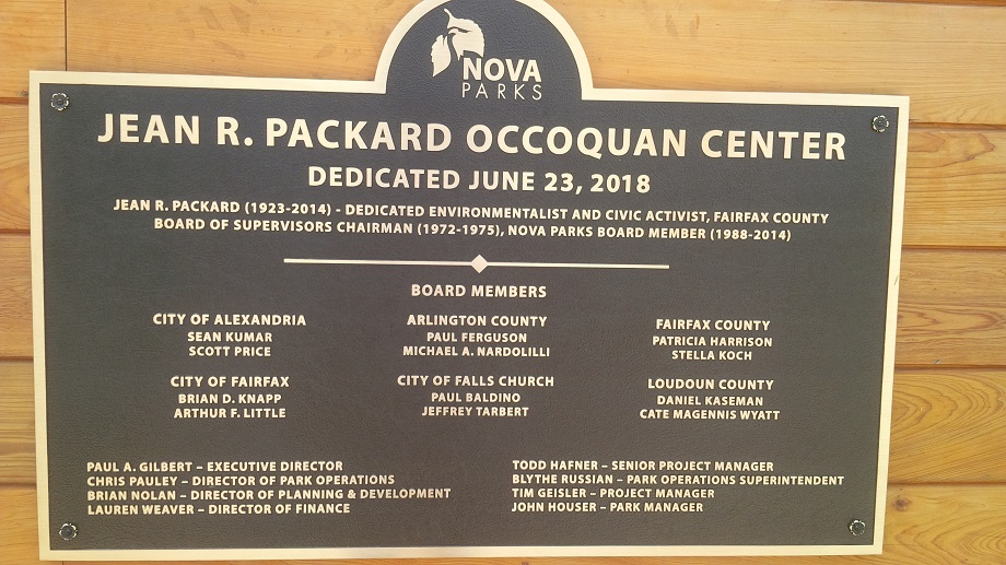 Plaque outside of Packard Center