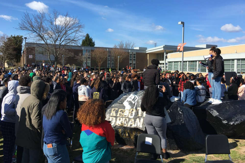 Hayfield students listening to speakers.