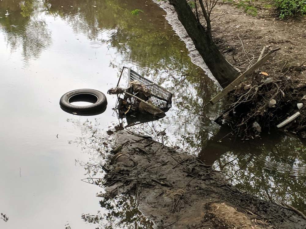 Tires in creek
